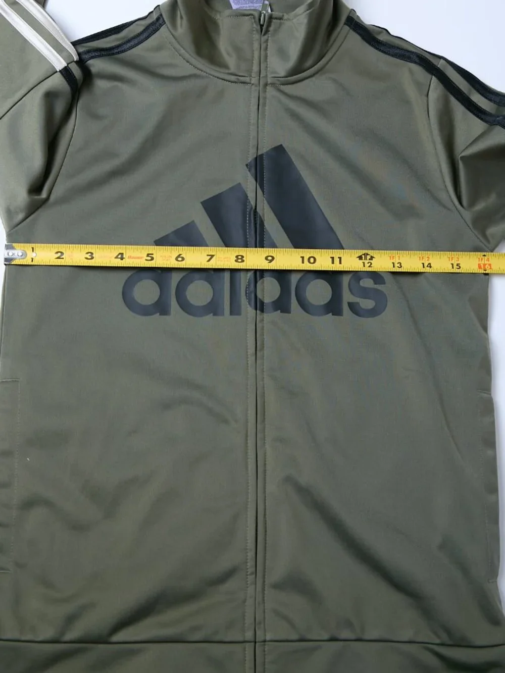 adidas Contrast 3-Stripe Tricot Track Jacket Unisex Big Kids 10/12 olive green